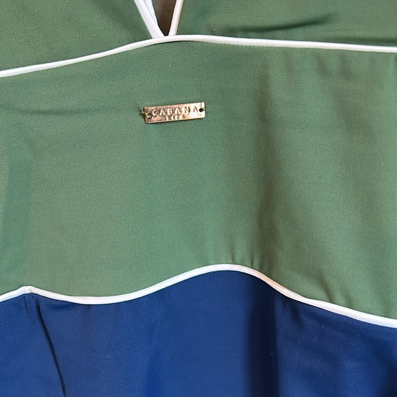 Olive Green Paneled V- Neck One Piece - Picture 4 of 4